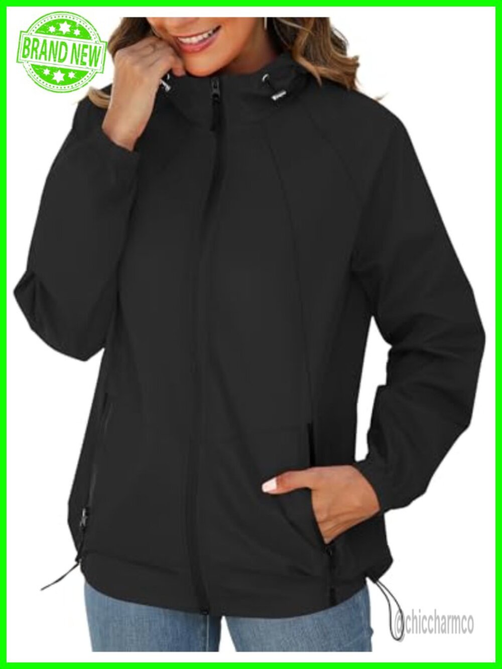 Waterproof Lightweight Packable Raincoat with Hood & Pockets